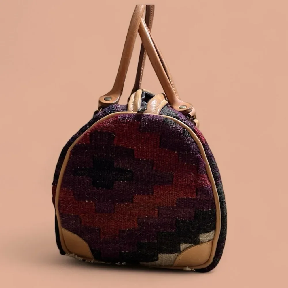 Vintage Custom-made Southwestern Style Woven Wool and Leather